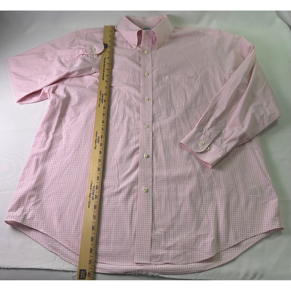 Brooks Brothers Regent Pink Gingham Check Button Down Shirt Mens XL 1818 Cotton - Picture 7 of 11